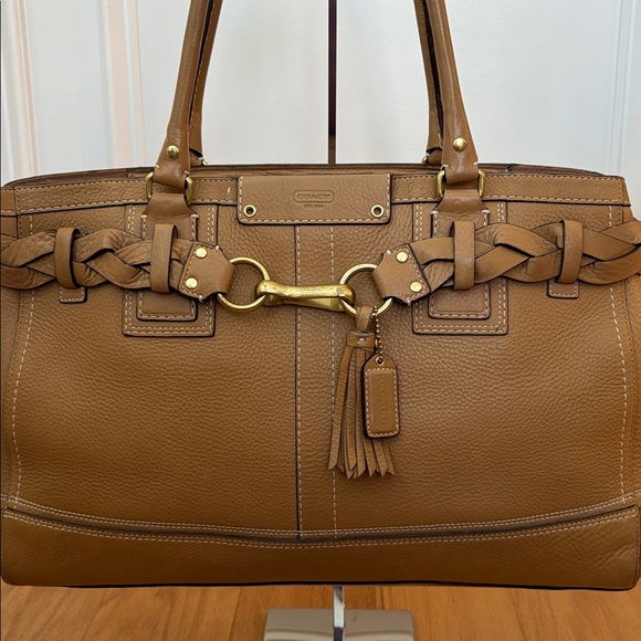 Coach Vintage Hampton Braided Pebbled Leather shoulder Bag tan Y2K Classic - Picture 2 of 16